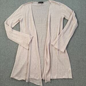 Acrobat Open Front Long Cardigan Size XS Pink Knit Linen Long Sleeve